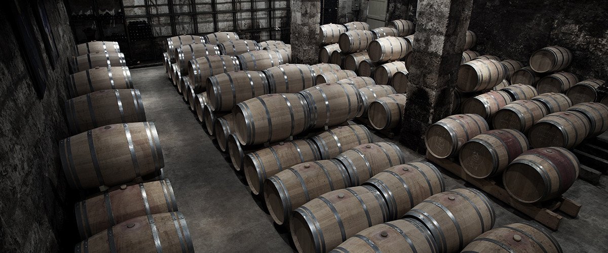 Barrel room at Château Bourgneuf