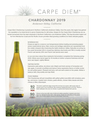 Sell Sheet for {materiallist:brand_name} Chardonnay  2019