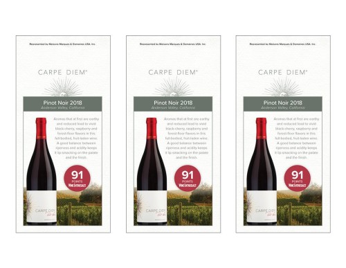 Shelf Talker for {materiallist:brand_name} Pinot Noir 2018