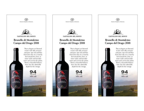 Shelf Talker for {materiallist:brand_name} Campo del Drago Brunello 2018