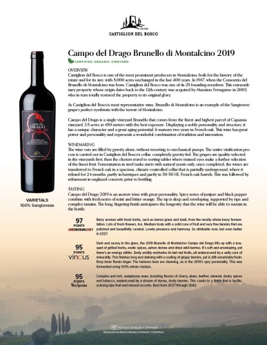 Sell Sheet for {materiallist:brand_name} Campo del Drago Brunello 2019