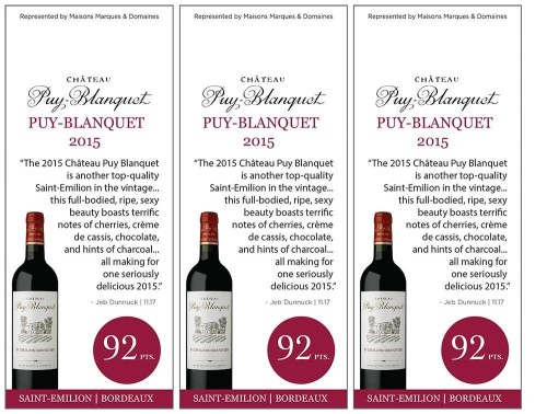 Shelf Talker for {materiallist:brand_name} Château Puy-Blanquet  2015