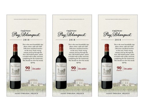 Shelf Talker for {materiallist:brand_name} Château Puy-Blanquet  2018