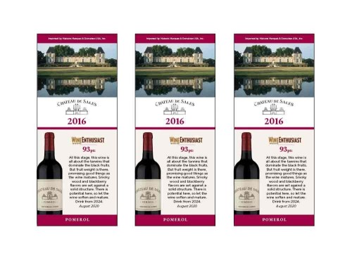 Shelf Talker for {materiallist:brand_name} Château de Sales  2016