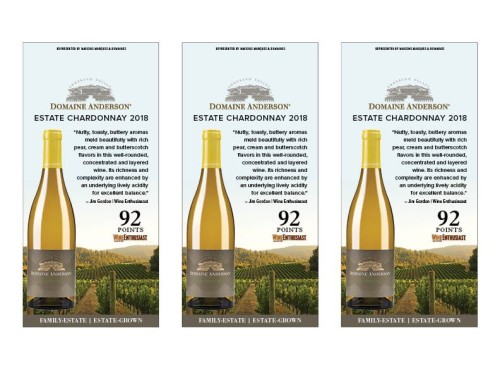 Shelf Talker for {materiallist:brand_name} Estate Chardonnay 2018