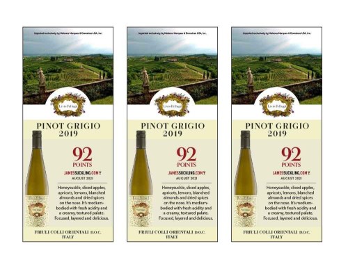 Shelf Talker for {materiallist:brand_name} Pinot Grigio DOC 2019