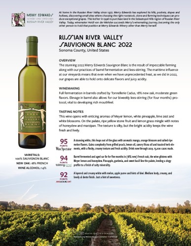 Sell Sheet for {materiallist:brand_name} Sauvignon Blanc 2022