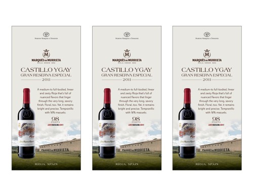 Shelf Talker for {materiallist:brand_name} Castillo Ygay Gran Reserva Especial 2011