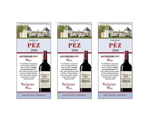 Shelf Talker for {materiallist:brand_name} Château de Pez  2016