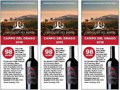 Shelf Talker for {materiallist:brand_name} Campo del Drago Brunello 2015