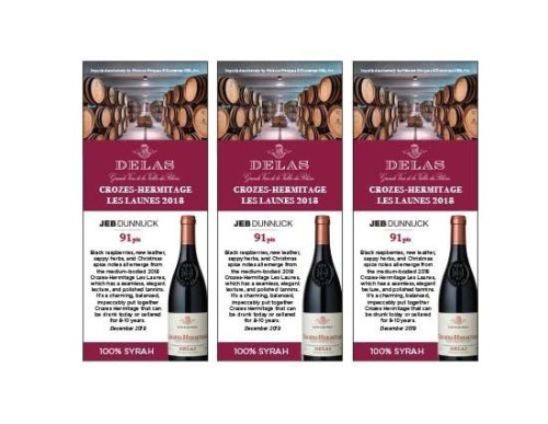 Shelf Talker for {materiallist:brand_name} Crozes Hermitage Les Launes Rouge 2018