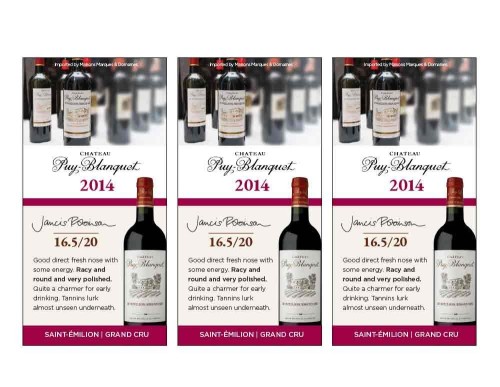 Shelf Talker for {materiallist:brand_name} Château Puy-Blanquet  2014