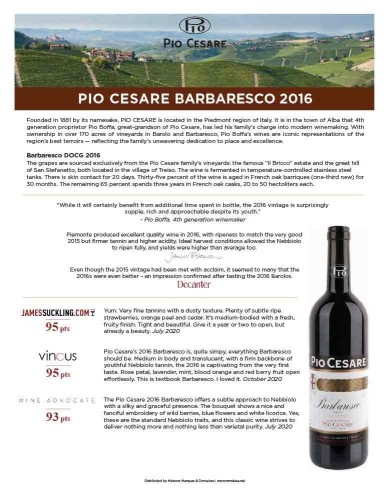 Sell Sheet for {materiallist:brand_name} Barbaresco DOCG 2016